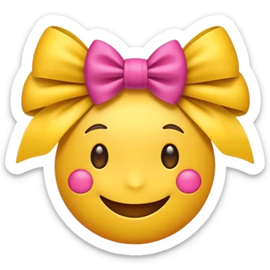 Normal emoji that is preppy and have a bow sticker