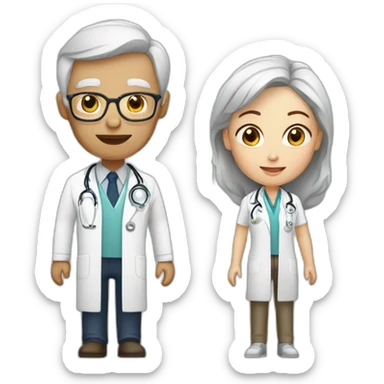 Doctor woman white and old wan patient sticker