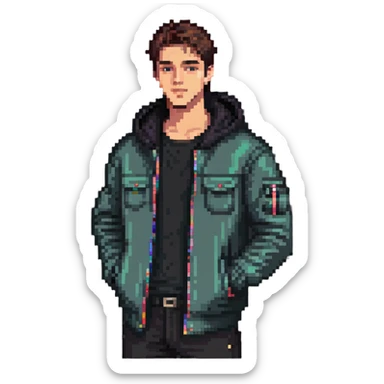 handsome guy in a cool jacket sticker