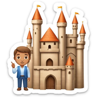 Visionary entrepreneur imagining completed castle instead of building blocks sticker