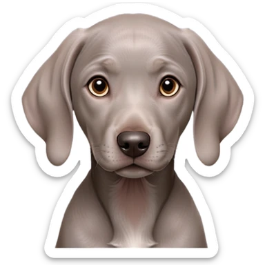 cinematic-noble-weimaraner puppy-portrait-emoji,-poised-and-regal,-with-a-strong,-athletic-build-and-a-lustrous,-well-groomed-grey fur,-deep-set-soulful-brown-eyes,-simplified-yet-sharp-and-sophisticated-features,-highly-detailed, sticker