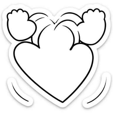 four cartoon style puppy paws, each with a white heart on the pad sticker