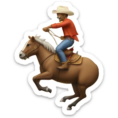 Man riding on top of the sun in a rodeo position, the sun has a 🌞 face sticker
