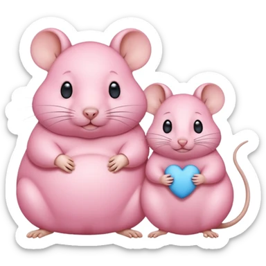 Pink fat male rat and small blue cute female mouse couple sticker