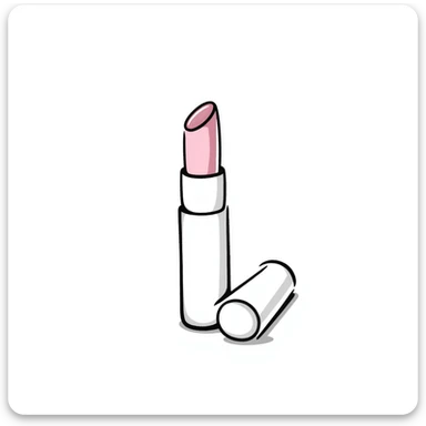 lipstick with the cap off showing the lipstick bullet in pastel colors dd9fb0 ffc6d3 a3bfc9 c4bee2 f1b091, detailed hand-drawn doodle style sticker