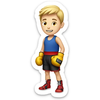 single caucasian boy in boxing gloves sticker