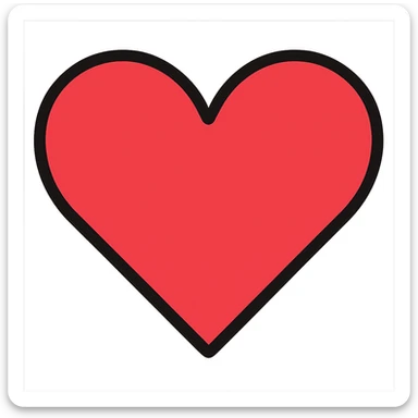 Make this red heart icon much larger, keeping the modern lineal color icon style with black outlines and transparent background. sticker