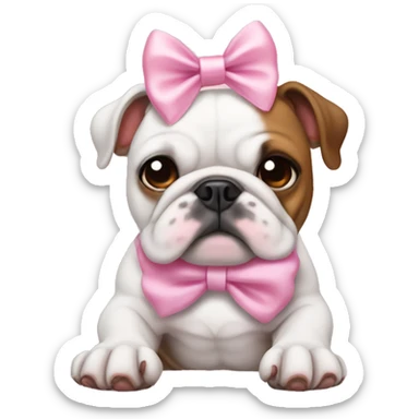 Bulldog with a baby pink bow sticker