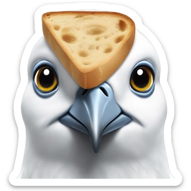 the slice of bread on the head of pigeon sticker