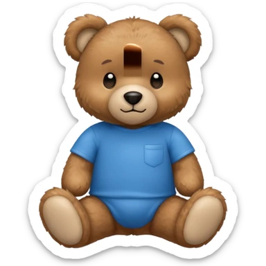 teddy bear wearing a blue tshirt sticker