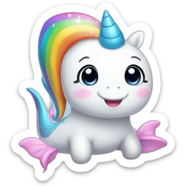 cute rainbow unicorn whale sticker