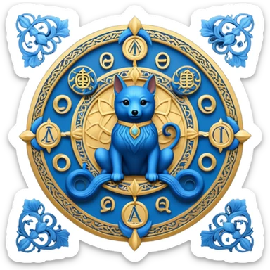 Blue Chi Roh with alpha and omega symbols sticker