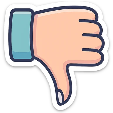 downward thumb, female hand with manicure, slightly curved wrist, icon-color-outlined style, thin clean contours, elegant soft rounded shapes, pastel palette #98B5BC, #B5B3C1, #C9A3C9, #E4C0CA, #F7DCD1, #F7C0AA, detailed shadows and highlights, soft lighting, no background sticker