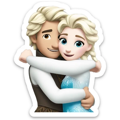 Elsa hugging Olaf  sticker