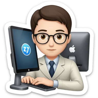 profesor joven usando una computadora  sticker