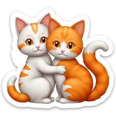 cats hugging tails  sticker