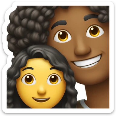 A covered woman and a man smiling in a selfie sticker