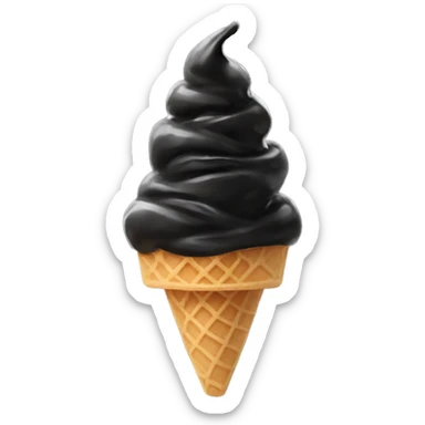 A all black ice cream  on a all black waffle cone sticker