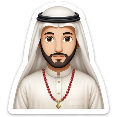 Mohammed bin Salman portrait, young Saudi leader with slight beard wearing formal Saudi thobe and ghutra sticker