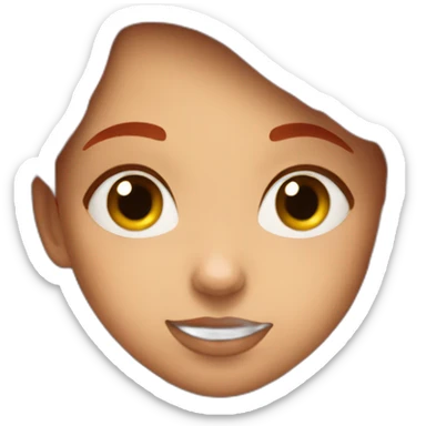 A girl with red hair eats crab sticker