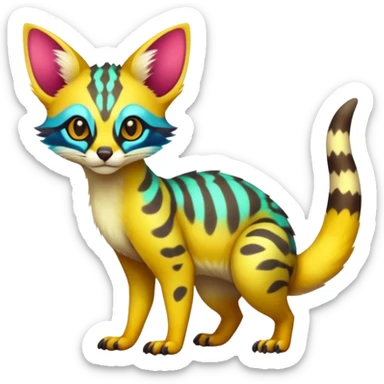  randomly colored colorful cute neon-colored brightly colored Fakémon-Fionbri-Vernid-Genet-creature with markings (full body) sticker