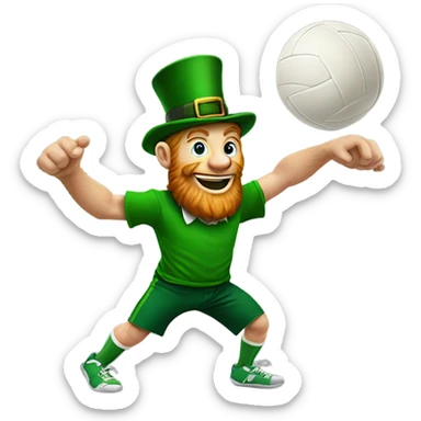 Leprechaun bumping a volleyball  sticker