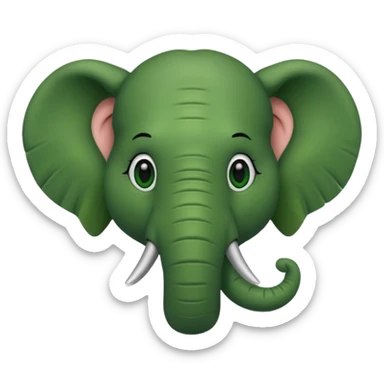 A green head with a green elephant nose  with fur sticker