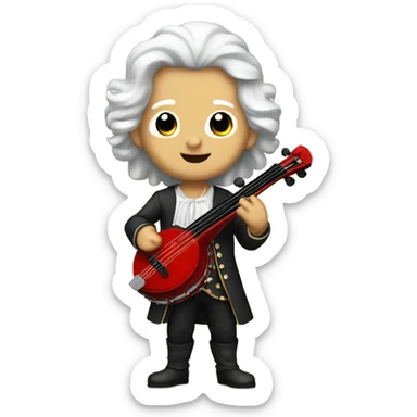 Vivaldi standing Baroque Red old chibi banjo sticker