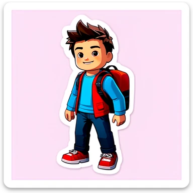 Niño con mochila roblox  sticker