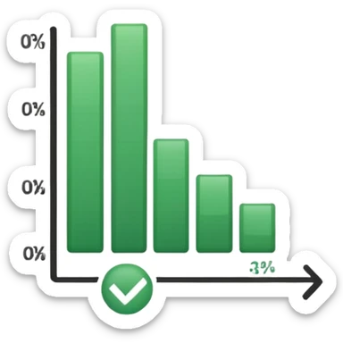 green bar chart decrease and percentage sign sticker