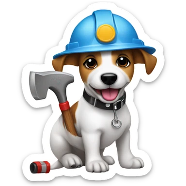 Jack Russel Terrier working as a  builder sticker