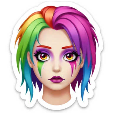 Woke liberal crying with rainbow hair and bad makeup sticker