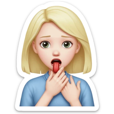 A girl choking with her hand sticker