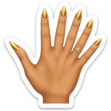 Tan skin hand with really short gold nails sticker