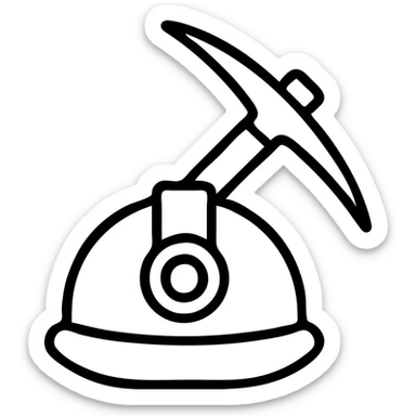mining industry scene with a pickaxe and helmet sticker