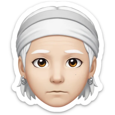 Gabimaru the Hollow, close-up face, white hair, headband, piercing gaze, minimalist sticker