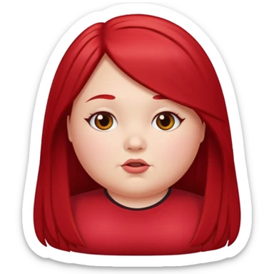 chubby white girl with cherry red long straight hair sticker