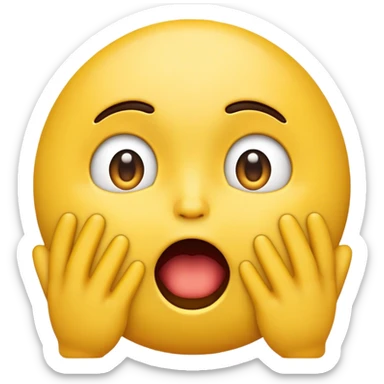 a mouth open emoji shocked with hands on its cheeks sticker