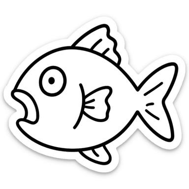 hand-drawn outline style surprised fish icon sticker