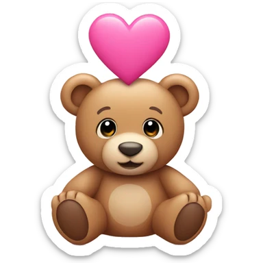 Teddy bear surrounded with pink hearts sticker