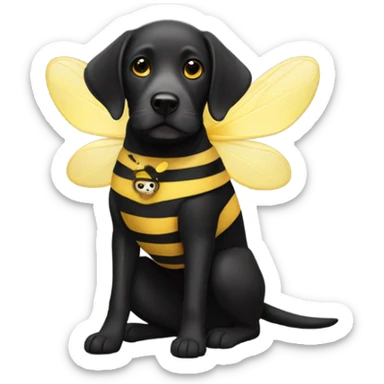 Black lab in a bee costume  sticker