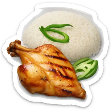 Grilled chicken with rice on a plate sticker