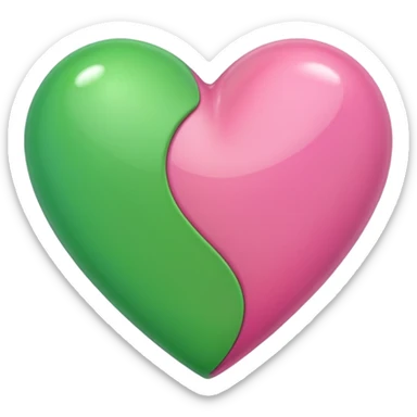 pink & green heart sticker