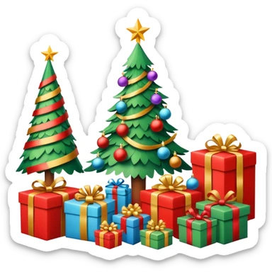 create a realistic room with a lot of  christmas chaos sticker