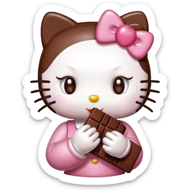 hello kitty eating chocolate  sticker