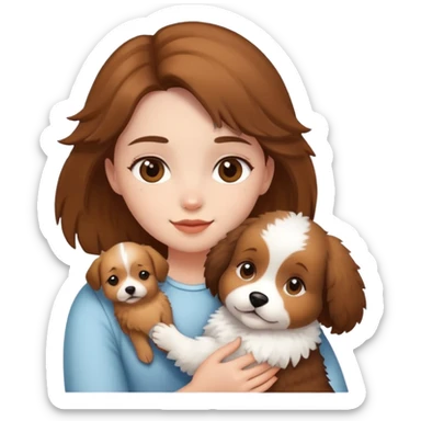 Girl holding a dog sticker
