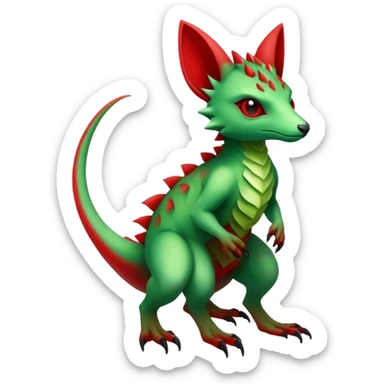 Cool Edgy Green Red ethereal Fionbri-Vernid-Trico-animal-creature full body sticker
