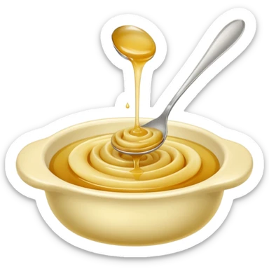 spoonful or swirl of apple compote, pale golden color, smooth and soft puréed texture, subtle shine, slightly domed with ripples, no extras, apple emoji style, soft lighting, transparent background, emoji scale sticker