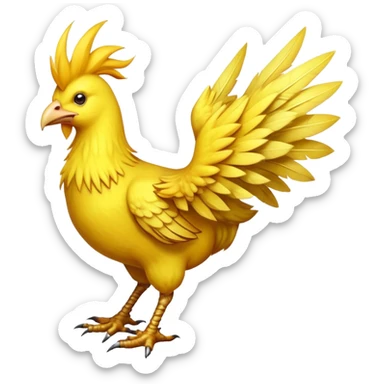 A classic yellow chocobo bird from Final Fantasy, large bird with small wings and long legs sticker