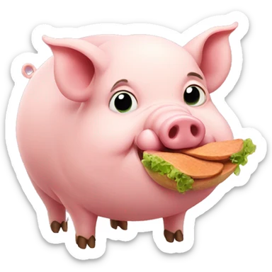 Pig eating sticker